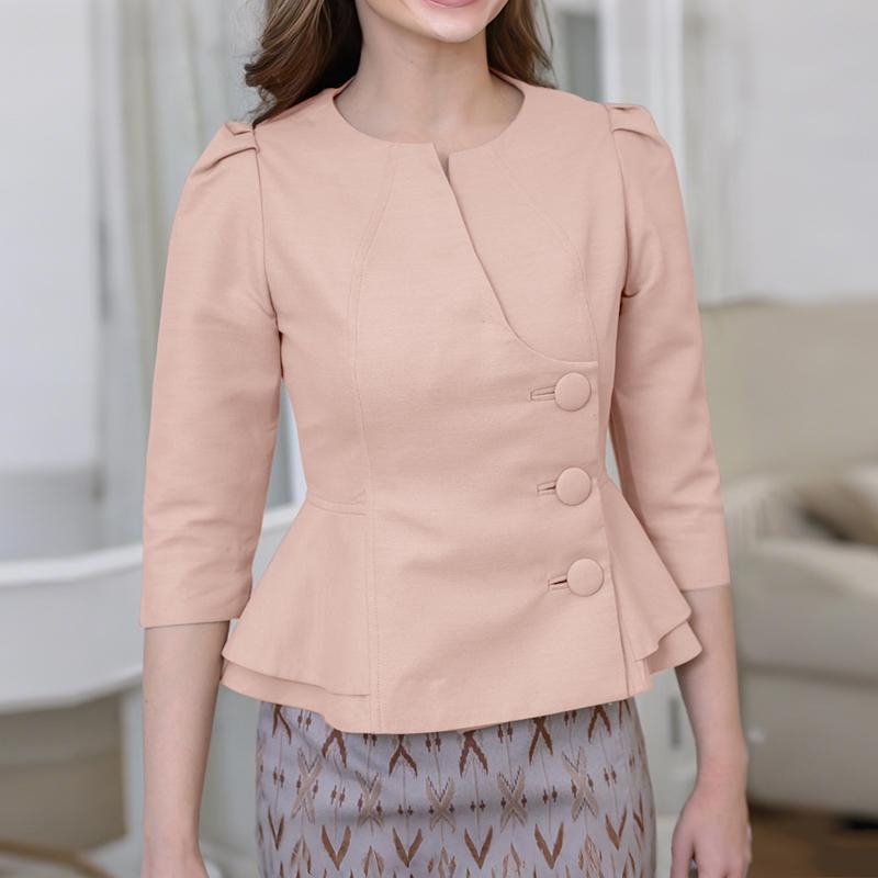 ZANZEA Women Casual Round Neck Summer 3/4 Sleeve Solid Blouse