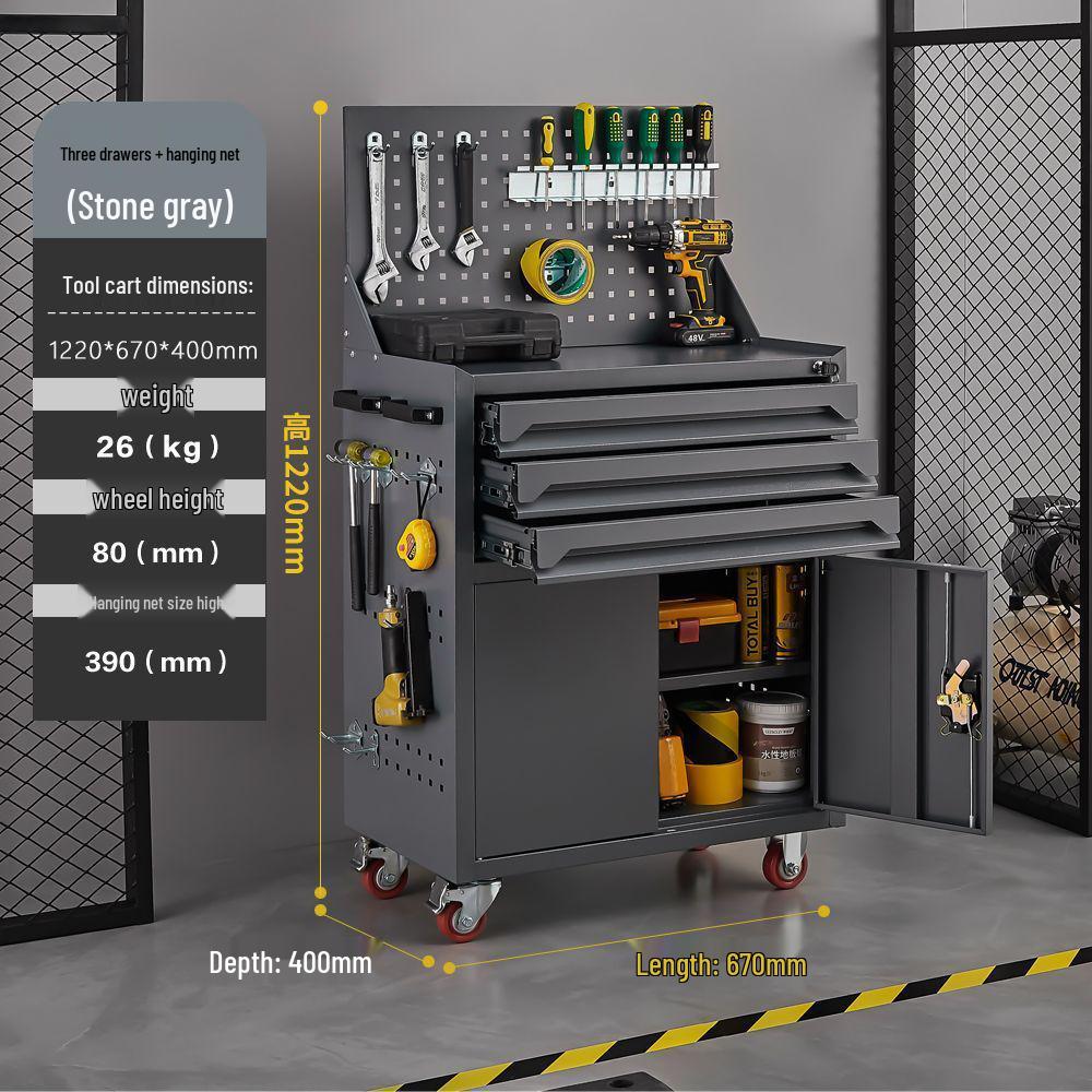 Compact Mobile Tool Cart: Multifunctional Storage Cabinet & Trolley for Workshop