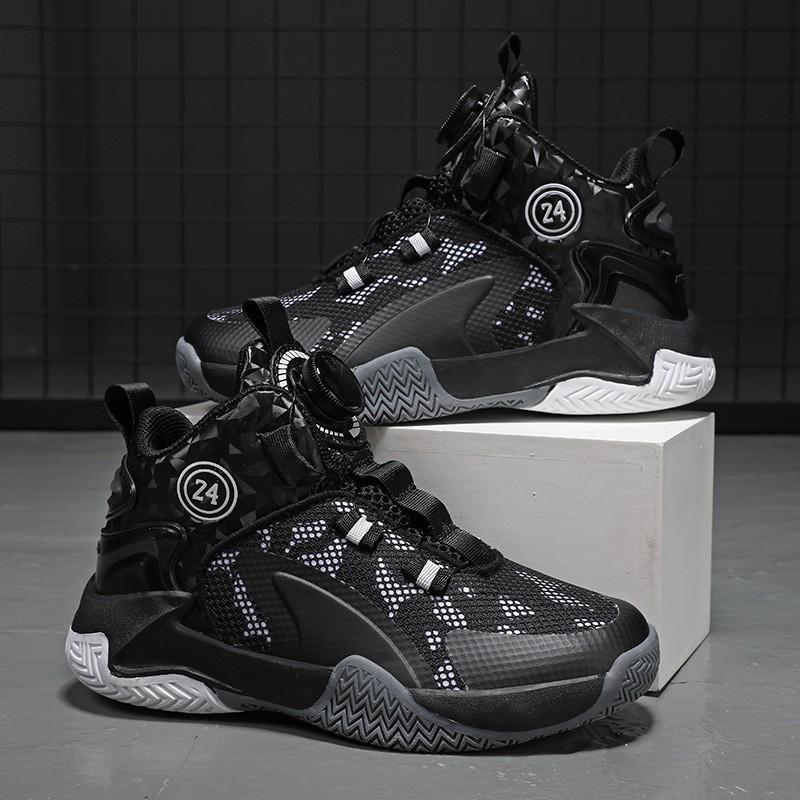 Boys 'basketball Shoes Swivel Button Sneakers Children's Mesh Casual Breathable Students Women's Fashion