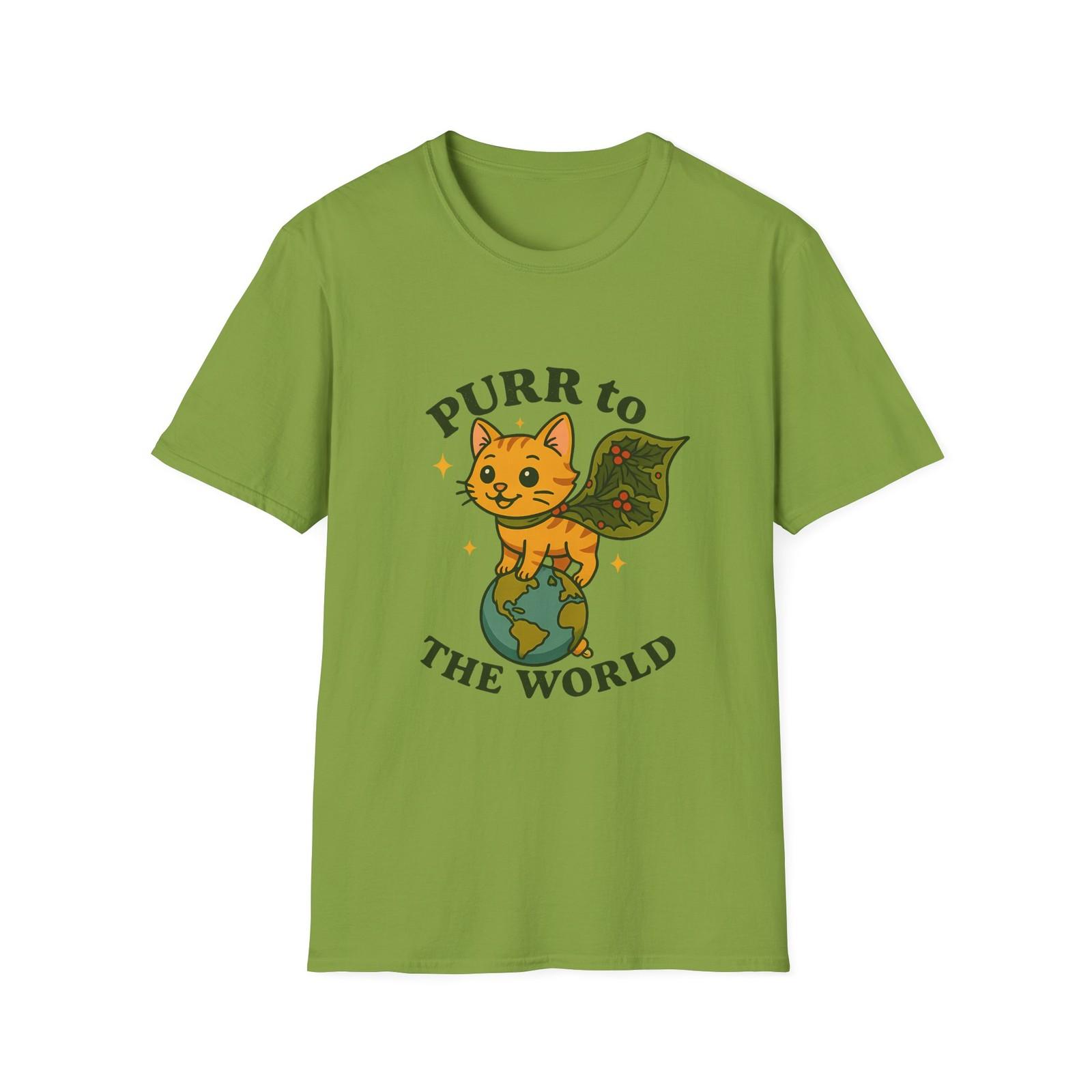 Unisex Softstyle T-Shirt Mens Womens Tees Top Kitten Globe Ornament Cape Christmas Holiday S