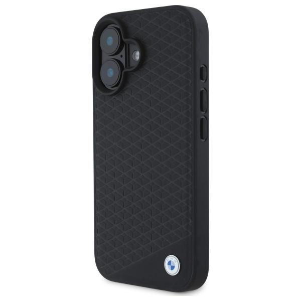 BMW Bmhmp16S23Rddk Iphone 16 6.1        Black Hardcase Sign Leather Diamond Metal Logo Magsafe
