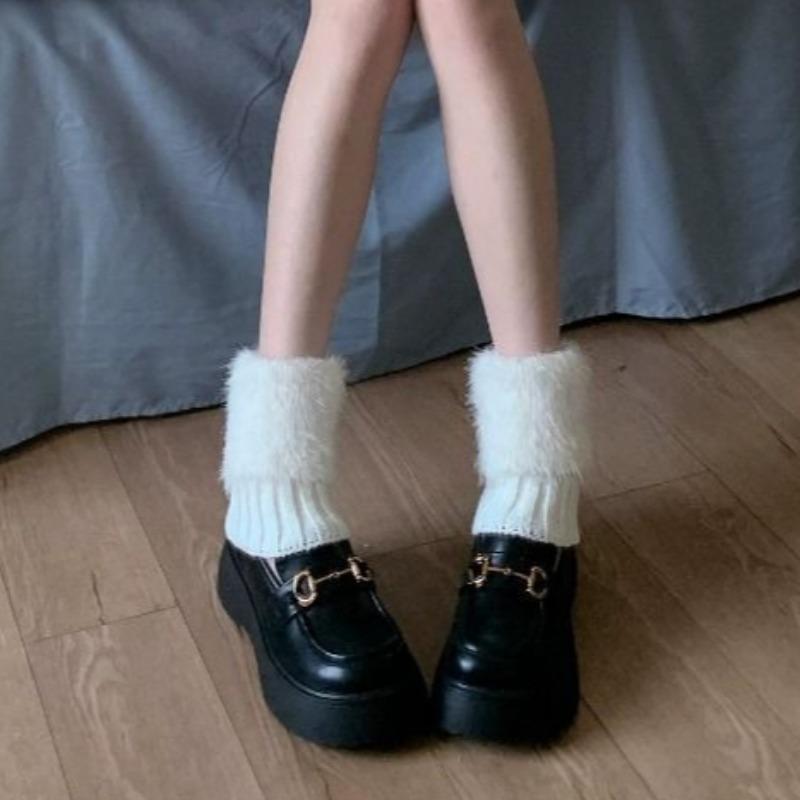 Women's Autumn Long Socks Knitted Foot Cover Leg Warmers Winter Protector Stocking Legging Non-Slip Home Ladies Socks