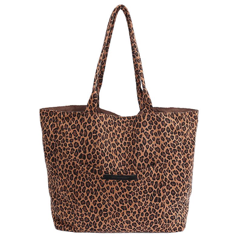 

Холщовая сумка с леопардовым принтом, женская сумка-тоут большой вместимости, новая портативная сумка для поездок на работу, модная универсальная сумка через плечо 52*16*35
