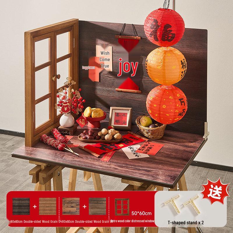 2026 New Year Retro Food Photography Scene Setup with Chinese-Style Props