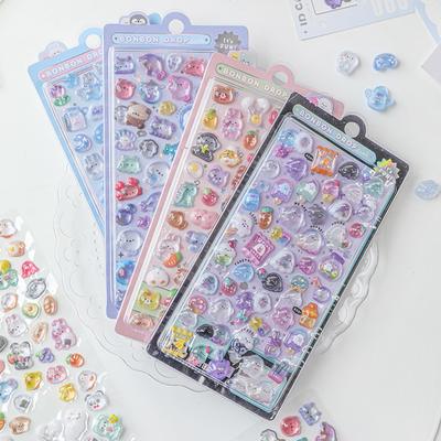 Sweet Animal Scrapbook Journal Sticker Student 3D Stereo Cute Cat Puppy Bunny Sticker DIY Decor Kpop Photocard Guitar Sticker