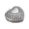 Heart Shaped Jewelry Box Retro Flower Carving Pattern Heart Shaped Metal Jewelry Box for Jewelry