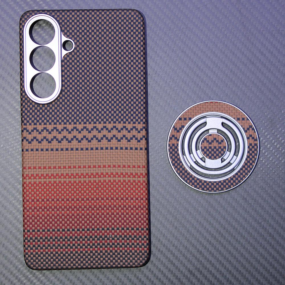Carbon Fiber Aramid Magnetic Case for Samsung Galaxy S26+ Kevlar Fabric S26plus Thin Hard Lightweight Cover Magnetic Balck Red