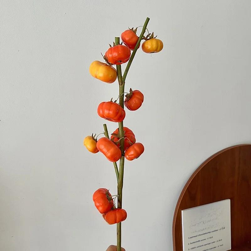 For Harvested Simulation Small Pumpkin Vase Decoration Living Room High-End Faux Een Plant Fruit Desktop Floral Art Decor