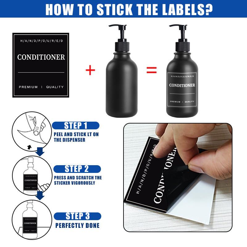 500ml Matte Black Lotion Bottle Plastic Refillable Bottle with Labels Wall-mounted Lotion Bottle Holder Shampoo Conditioner