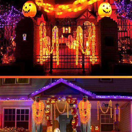 Batteridrevne LED-lys med plastkjede for Halloween-rekvisitter, kjedelys for Halloween-fest, cosplay-tilbehør