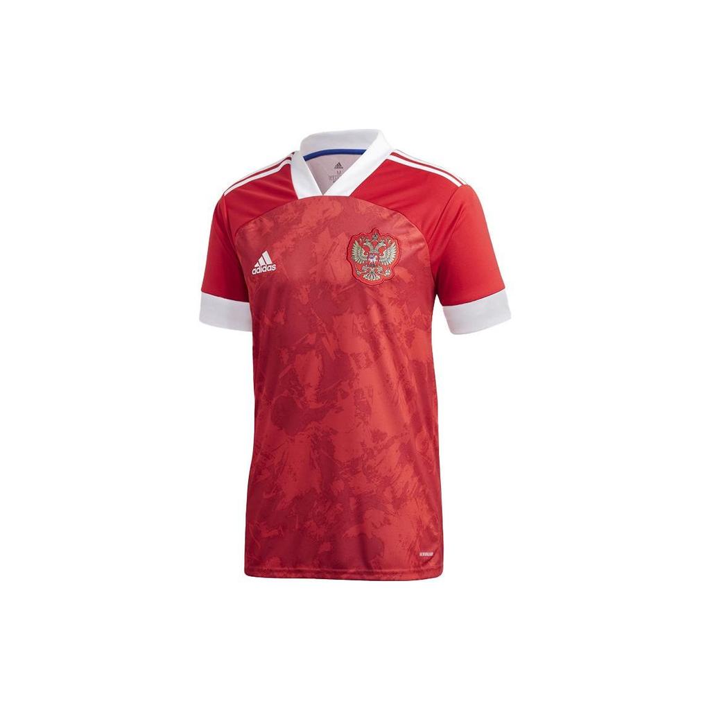 Adidas Logo Print V-Neck Short Sleeve T-Shirt Men Tops Red GQ1193