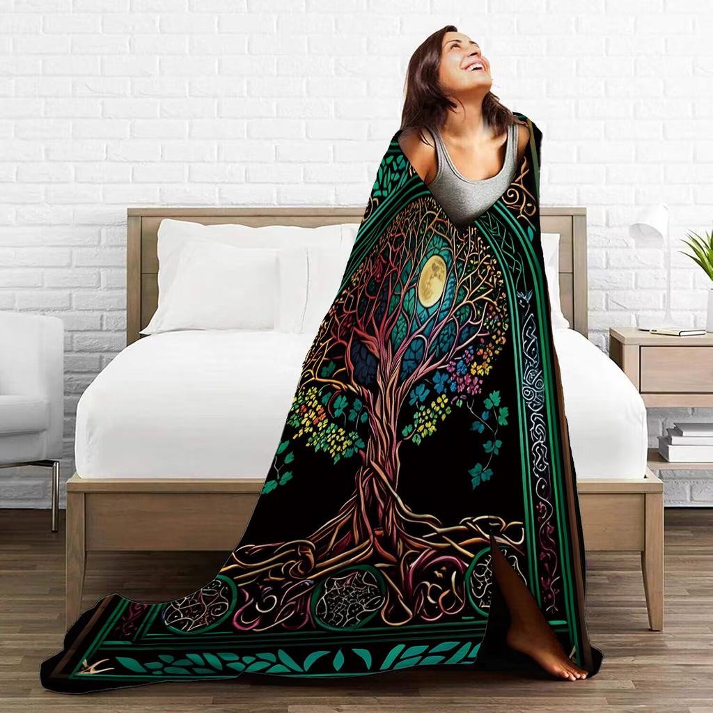 Tree of Life Series Printed Blanket for Sofa Bed Travel Camping Living Room Office Conditioning Blanket for All Seasons Gifts