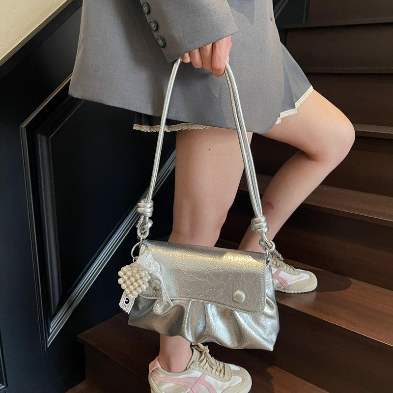 Bag Women's Folded Underarm Bag 2025 New Summer Trendy Foreign Style Versatile Casual Fashion Shoulder Crossbody Small Square Bag