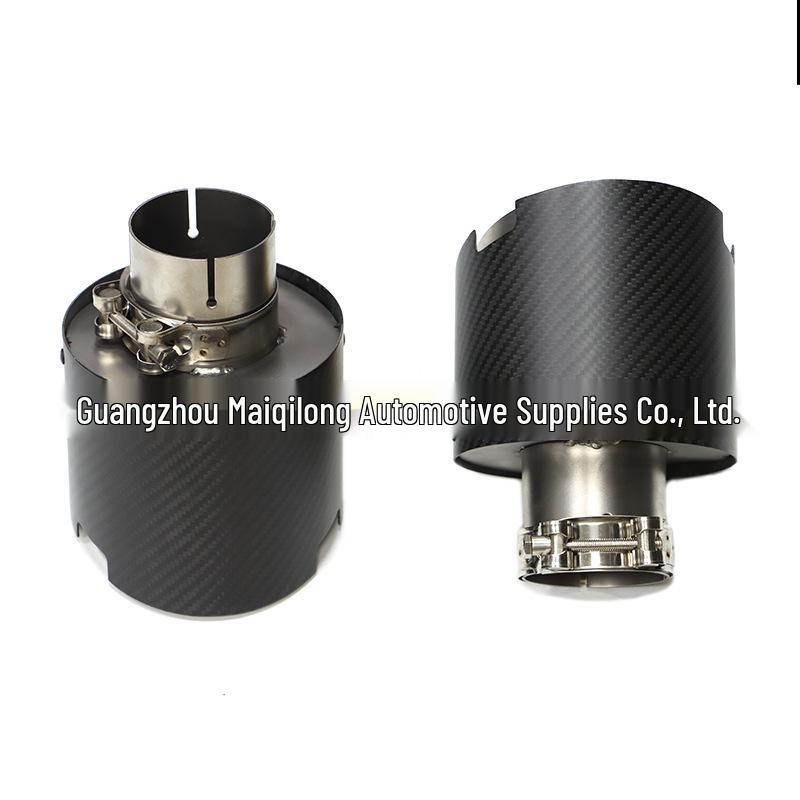 Universal Carbon Fiber Exhaust Tailpipe: Double-Layer, Large-Diameter, Clamp-On, No Welding Needed for All Car Models.