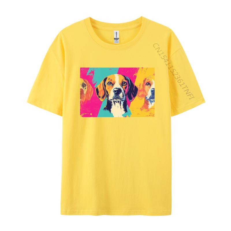 Beagle Art Tshirt Art Style Pet Companion Printed Animated Tshirt Top Tshirts for Men Graphic Tee Cotton
