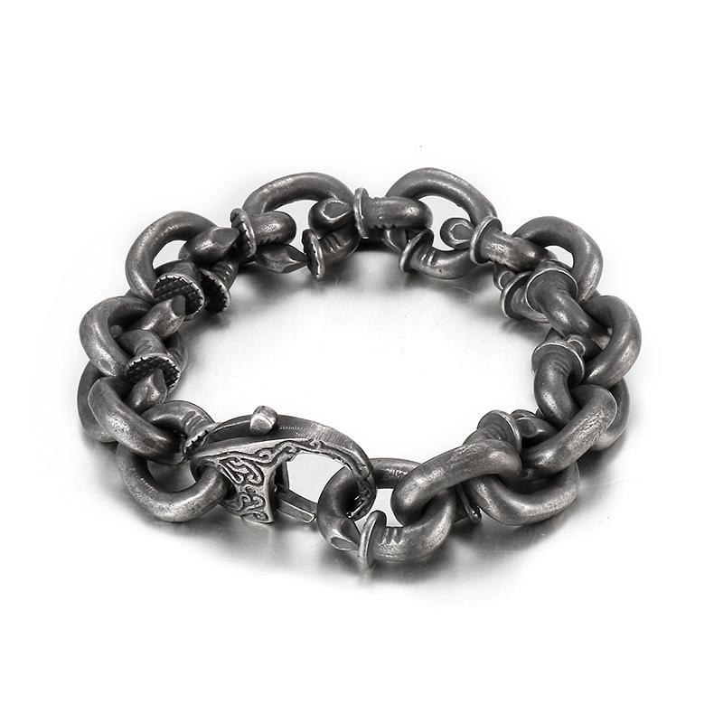 2026 European and American Retro Old Casting Titanium Steel Jewelry, Men's Nail Bracelet