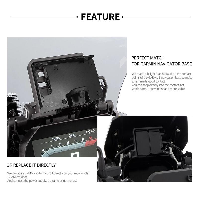 For BMW R1250GS ADV R1200GS F850GS F750GS F700GS F800GS Wireless Charger USB Navigation Mobile Phone Holder F900XR F900R S1000XR