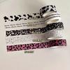 5rolls Minimalist and paper tape, black and white cow hand account photo decoration sticker, leopard print dot stickers