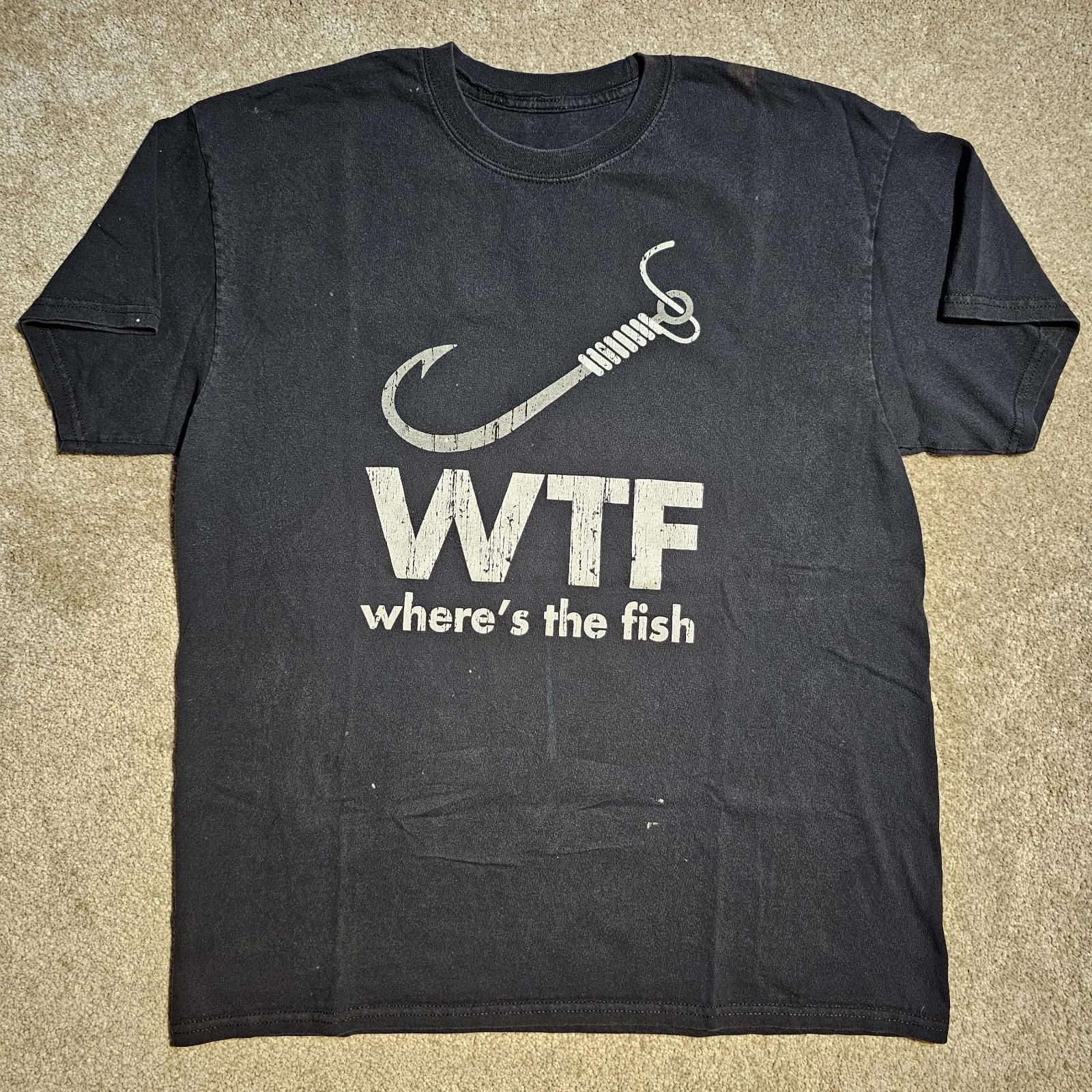 

Vintage Y2k Where s The Fish WTF Mens L Distressed T-shirt Indie Sleeze Dadcore 3XL