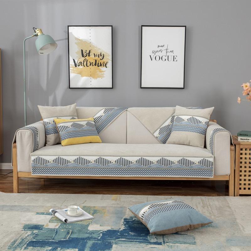 Nordic Einfache Sofa Kissen Vier Jahreszeiten Universal Non-Slip Leder Sofa Abdeckung Chenille High-End Kissen Rückenlehne Handtuch Abdeckung tuch
