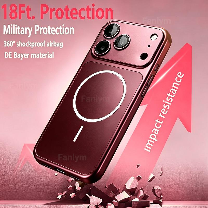 Luxury PC For Magsafe Phone Case For 18 17 16 15 14 13 Pro Max Magnetic Hard Full Lens Protection Thin Cover Funda