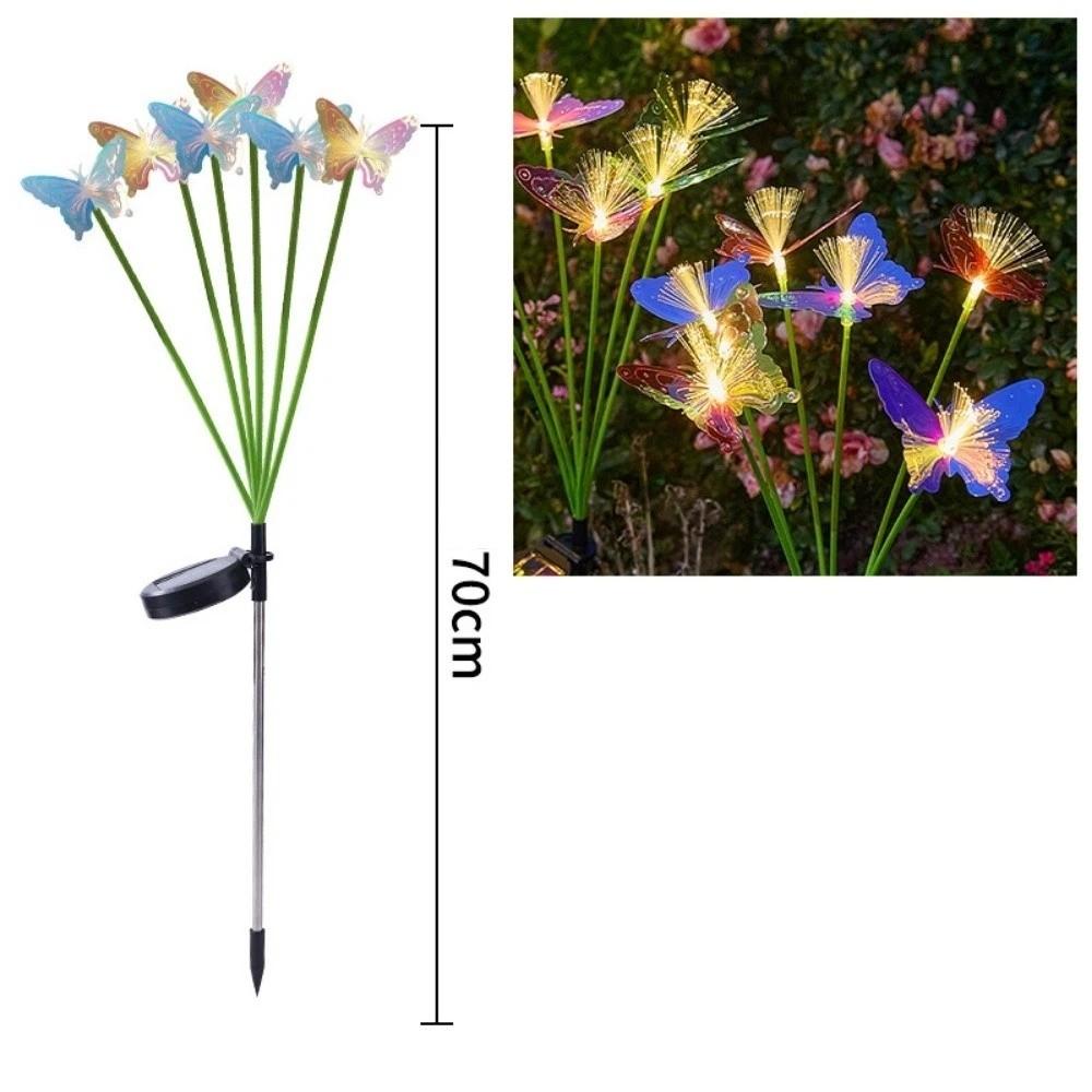 6/8 Head Solar Fiber Optic Flower Light Realistic Simulated Flower Flowers Ground Stake Light Ground Mounted Colored