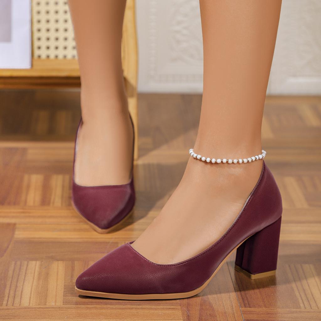 New Sexy Shallow Mouth Pointed Head High Heel Professional Women's Shoes Thick Heel One Pedal Single Shoes