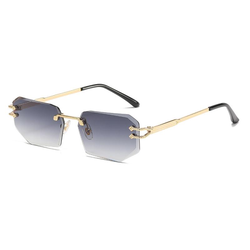 6066 Serpentine Metal Personalized Trimmed Sunglasses, Rimless Glasses, Street Sunglasses