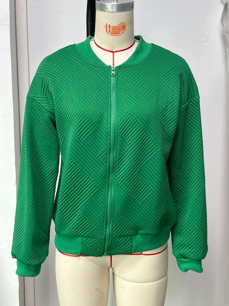 2025 Damen Frühling/Herbst Gestrickter Langarm-Cardigan mit Reißverschluss-Detail und einfarbigem Design.