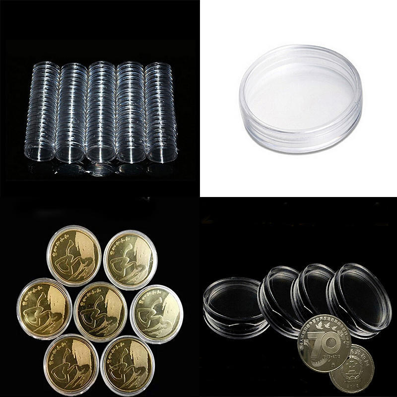 10Pcs 19Mm Clear Round Cases Coin Storage Capsules Holder Round Plastic
