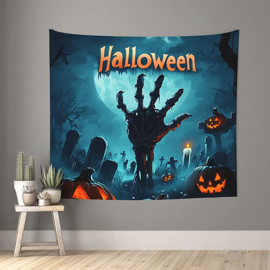 Halloween Print Ghost Hand Pumpkin Night Tapestry Room decoration Home Decoration Tapestry Decor Accessories Cute Room Decor