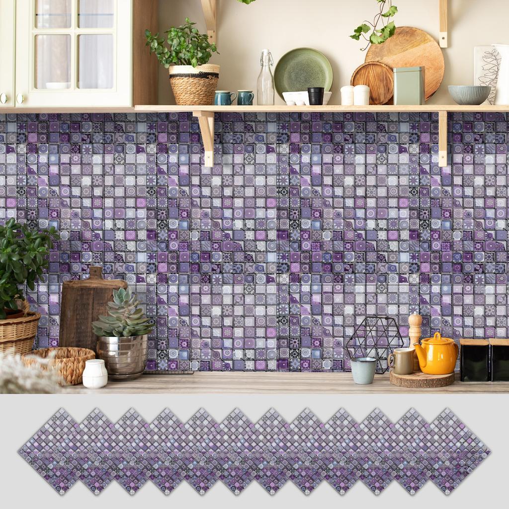 12 Self-adhesive Kitchen Waterproof and Oil-proof Wall Stickers, Bathroom Wall Decoration Renovation, Beautification Strong Wallpaper Stickers