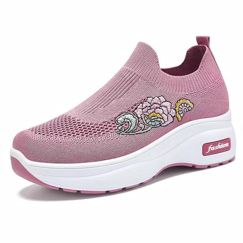 

Shoes, shoes, new muffin-sole heightening shoes, mom shoes, fly-weave breathable casual shoes, single shoes 42 рожевий