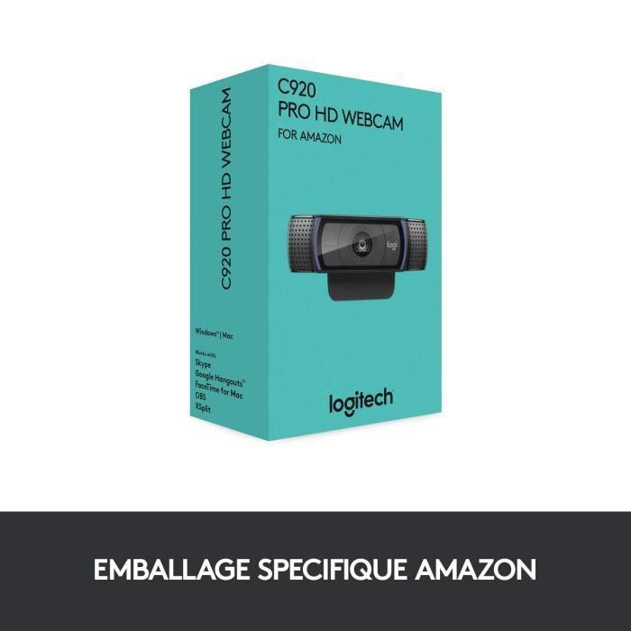 Logitech , Webcam C920 HD Pro pour AMZ, Appels et Enregistrements Vidéo Full HD 1080p, Gaming Stream, Deux Microphones,