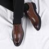Leather shoes men's business dress Korean version of trend British men's leather casual spring brown soft sole heightening men's shoes