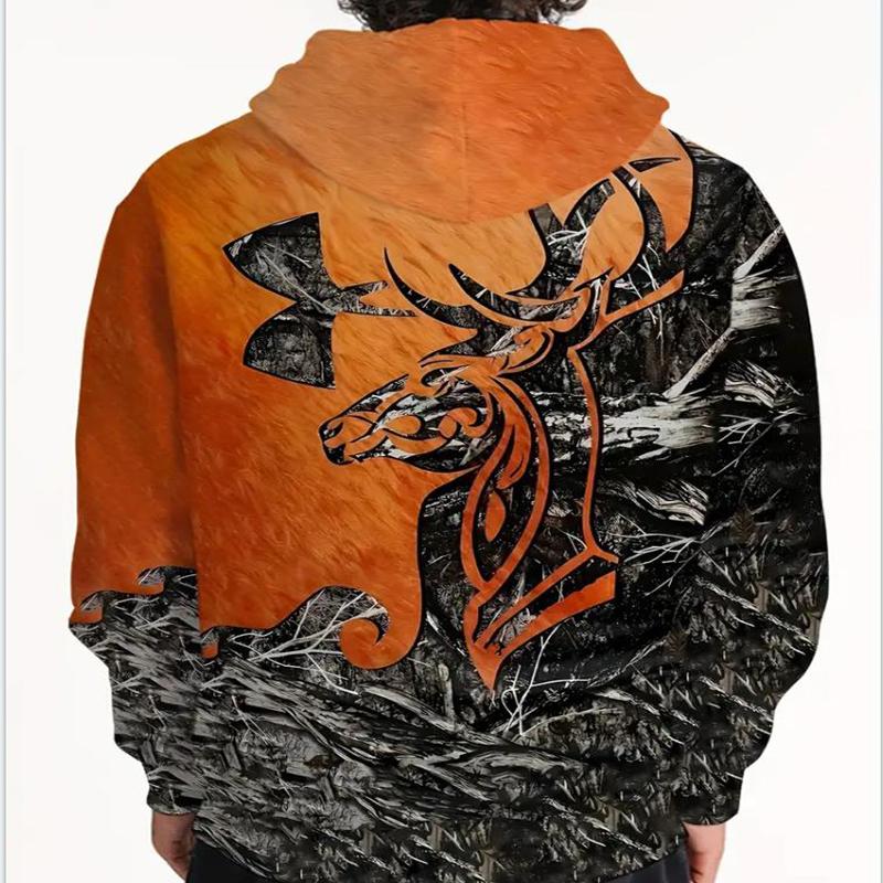 Autumn Men's 3D Digital Printed Hooded Sweatshirt Casual and Comfortable Loose Long Sleeved Men's Top