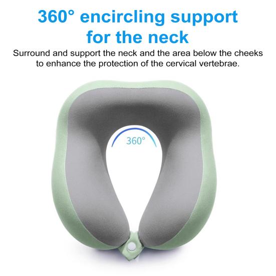 U-Shaped Neck Pillow Memory Foam Travel Neck Cushion Slow Rebound Neck Support Pillow with Storage Box for Cars Flights Home Office