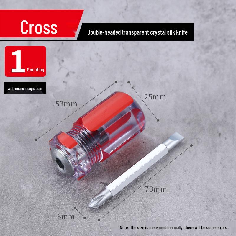 Compact Mini Two-Way Screwdriver: Short Handle, Interchangeable Phillips, Slotted, Torx Heads