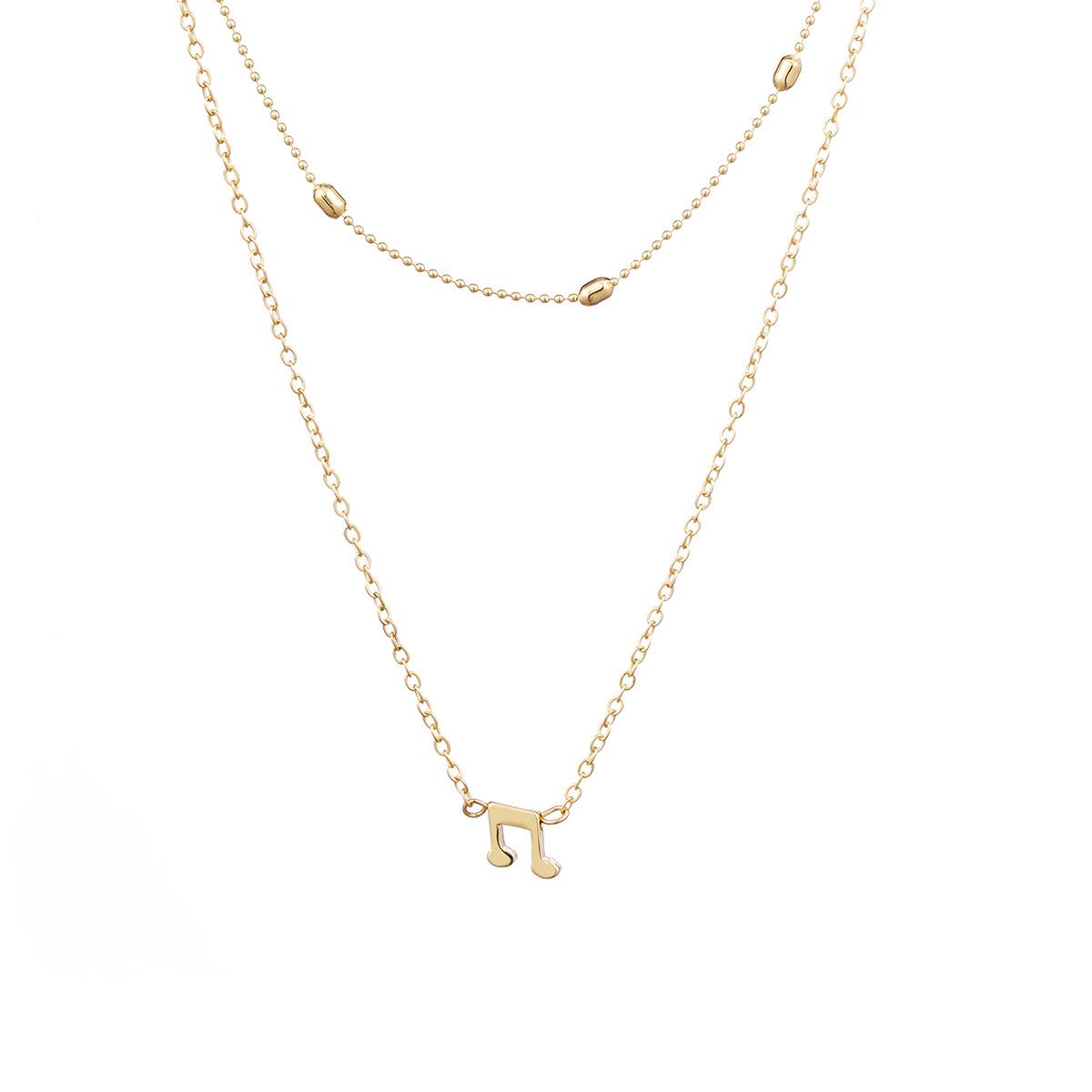 

Note Geometric Trendy Pendant Necklace Elegant Alloy Chain For Women Stylish Gift золотий