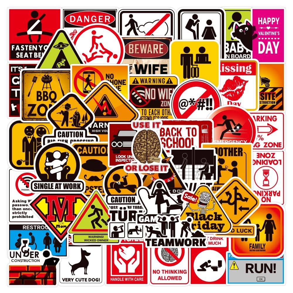 sanyuexiaozai Waterproof Decal for Laptop Motorcycle Snowboard Car Warning Stickers, DIY Decoration, Pack of 100