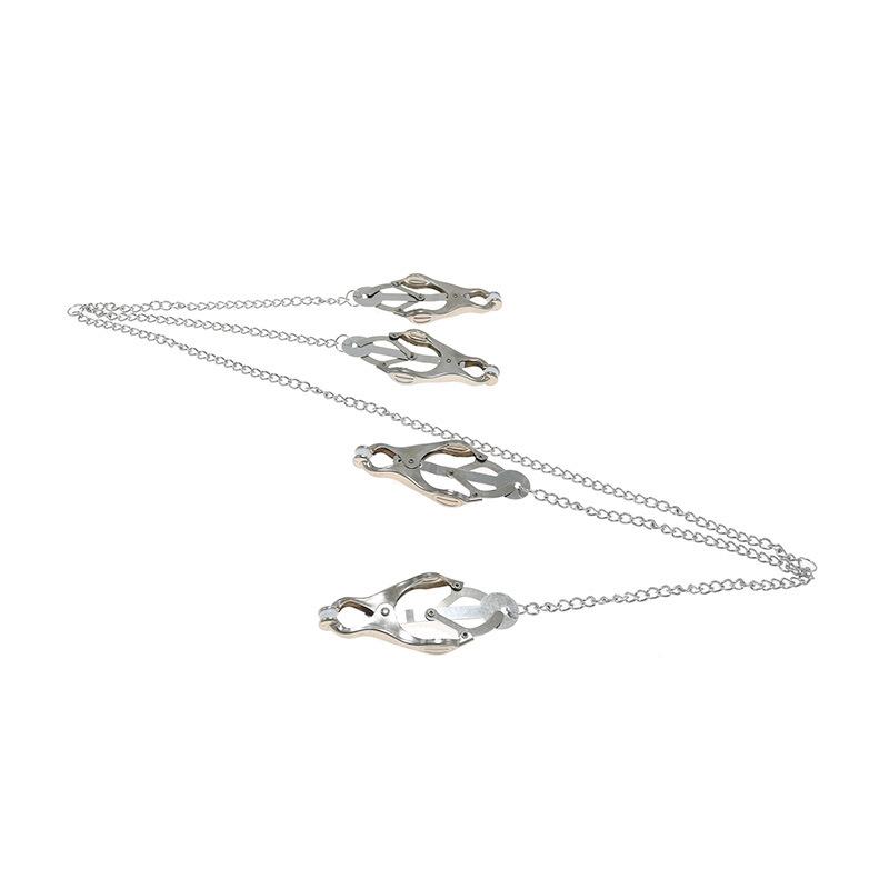[] Stainless Steel Four-Head Nipple Clamp Female Female Training Couple Bed Toys Sex Tools Sex Toys