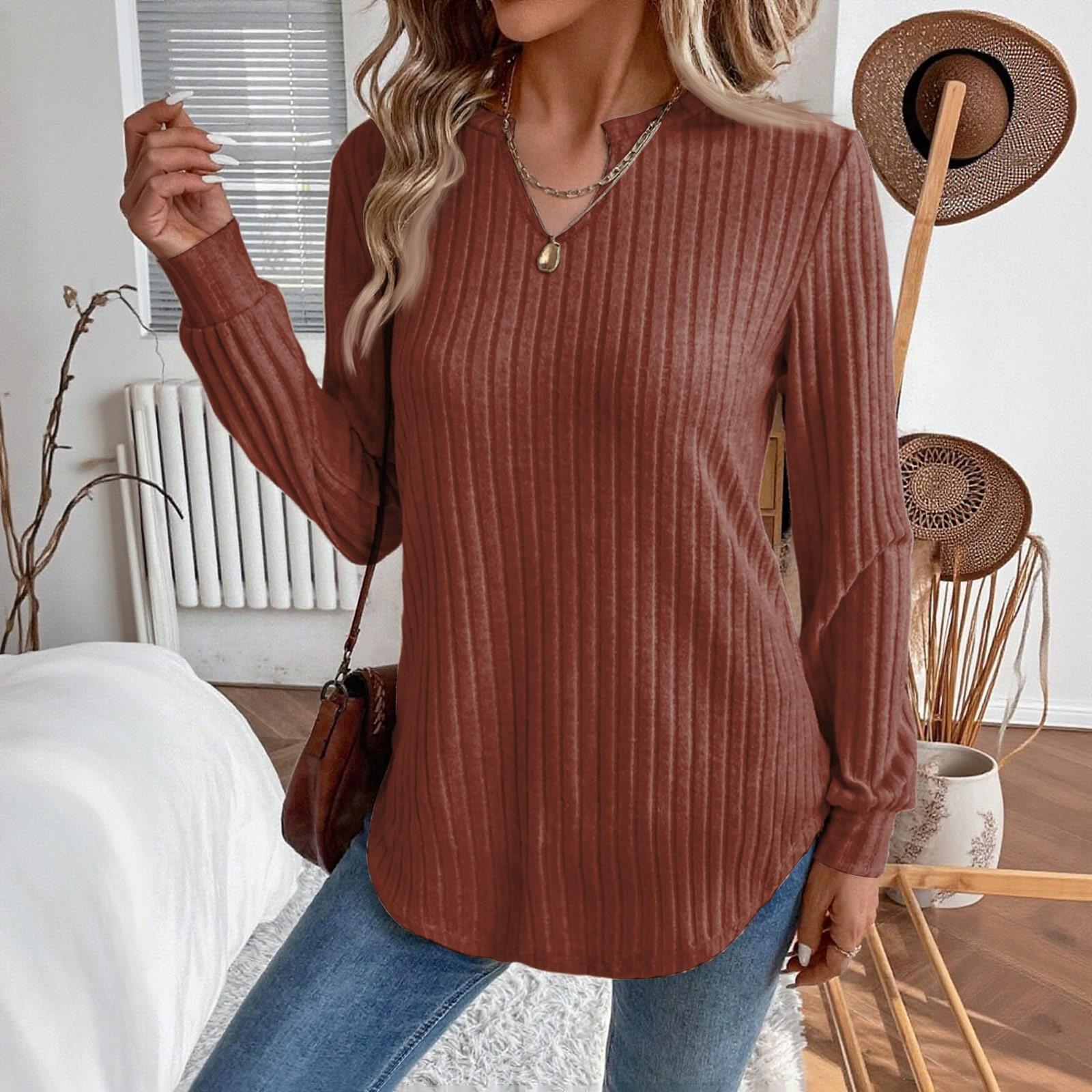 

Женская футболка с длинным рукавом, повседневная, для выходных, модная, базовая, с V-образным вырезом, стандартного кроя XXL