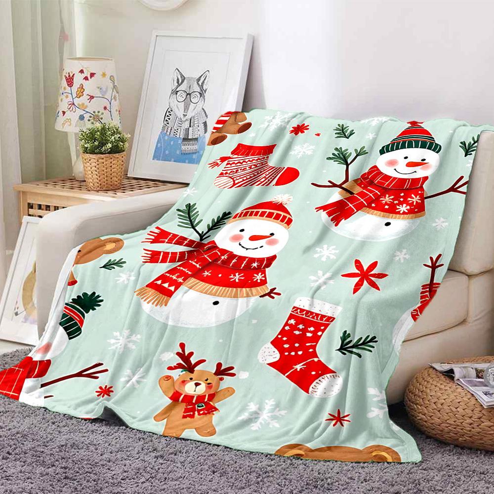 1pc Snowman Blanket Warm, Cozy, And Soft, Suitable for Sofas, Beds, Cars, And Office Use.Perfect for Camping And Travel, Making It a Great Gift for An