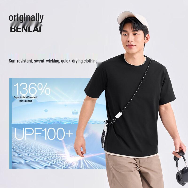 Benlai Men s Quick-Dry Sun Protection Crew Neck Sports T-Shirt XL