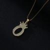 Fashion High-End Crown Letter Necklace Women'S Zircon Pendant Niche Stainless Steel Hip-Hop Pendant Accessories