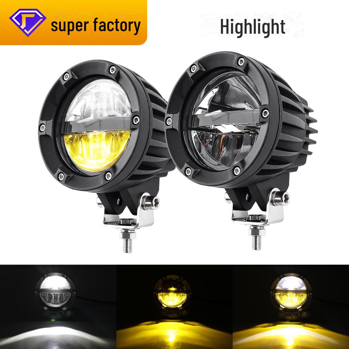 

4-Inch Yellow & White 50W LED Dual Color Motorcycle/Car/Fog Headlight 50W