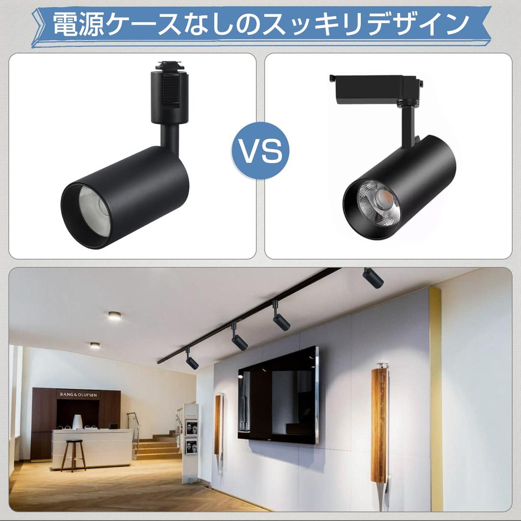 Ygdesign LED Spotlight for Lighting Rails, 100W Equivalent, Integrated LED Lighting, Set of 4, Daylight White (5000K-6000K), Duct Rail Spotlight