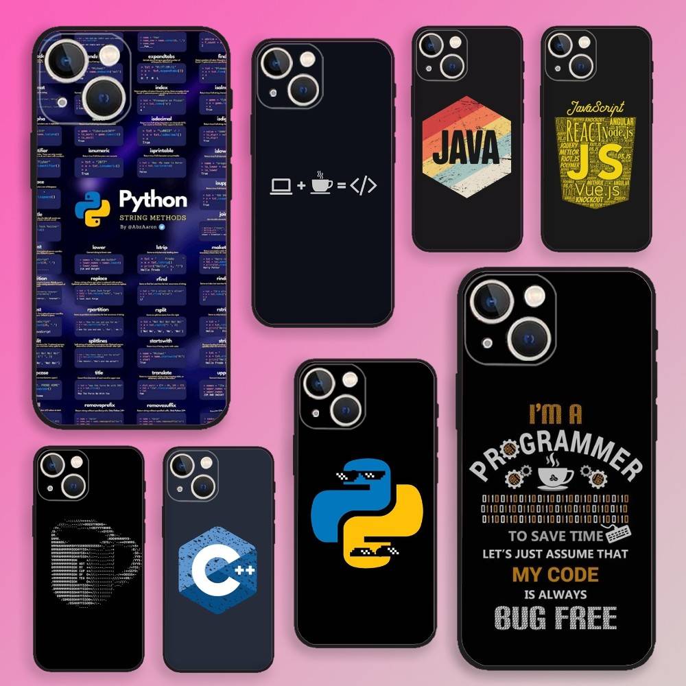 Programming Languages Java Phone Case For iPhone 16,15,14,13,12,11,Plus,Pro Max,XS,X,E,SE,Mini Soft Silicone Black Cover