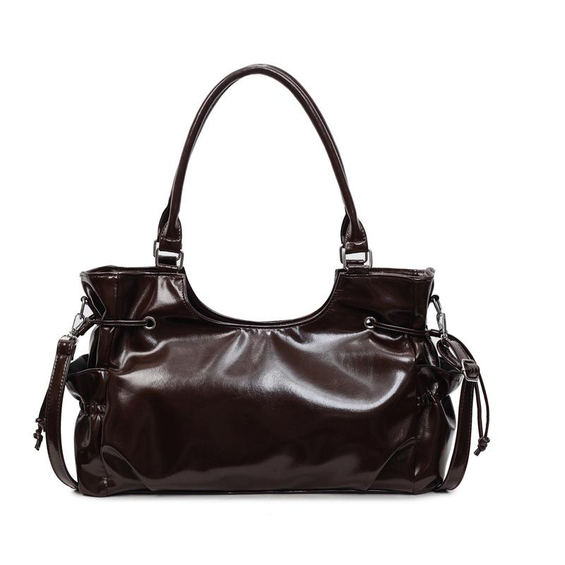 Y2k Retro Umhängetasche Damen Lack Motorrad Crossbody Große Achseltasche Seitentasche Kordelzug Tote Für Tägliches Pendeln Reisen