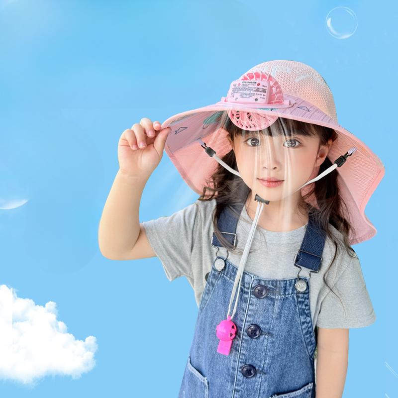 Voice Control Fan Hat Children Summer Girls Large Brim Sun Protection Shawl Hat Empty Top Girl Sun Hat